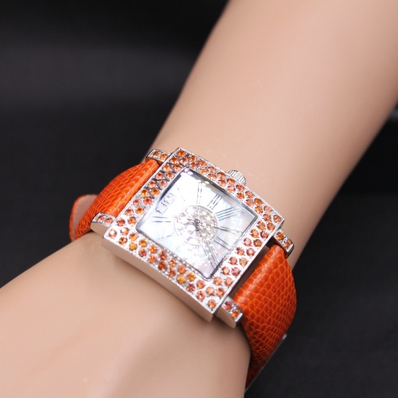 Orange Sapphire Diamond 3.53 Ct Luxury Watch main image 7